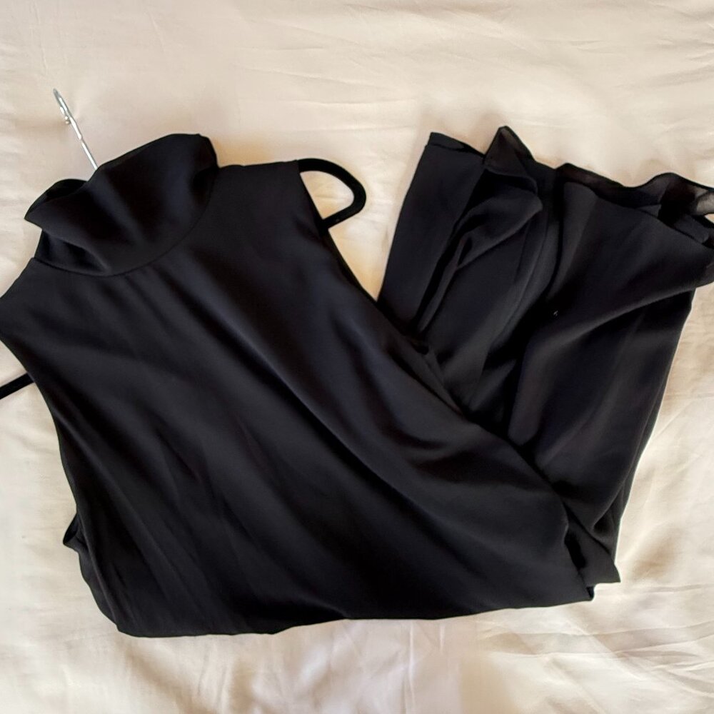 Mock Neck Chiffon Trapeze Dress - Picture 9 of 11